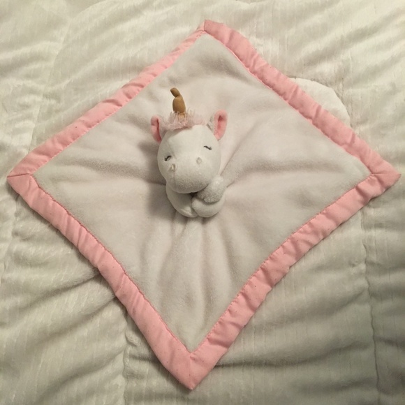 Carter's 2016 Unicorn Pink White Plush Security Blanket Baby Lovey # 67211 - Picture 3 of 7